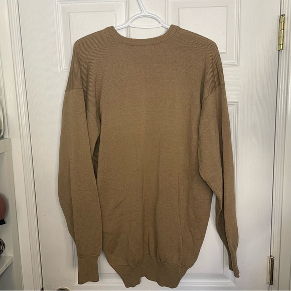 BURBERRYS Vintage 100% Merino Wool Camel Pullover V Neck Sweater Medium - Picture 4 of 7